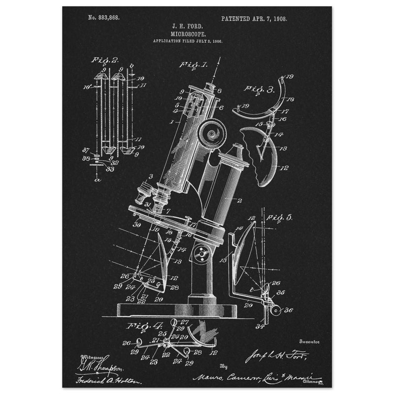 vintage microscope patent by J H Ford.