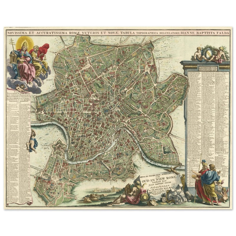 Antique city map of Rome in Italy XVIII Century by Johan Baptiste Homann.