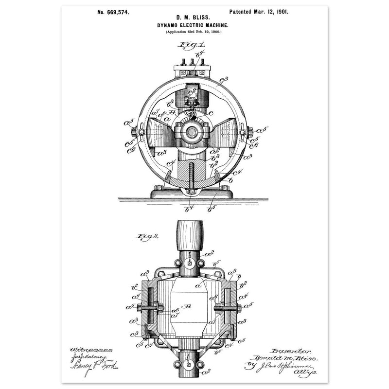 Dynamo electric machine patent by D M Bliss.
