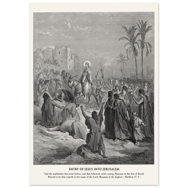 Gustave Dore The Bible engraving print . Entry of Jesus into Jerusalem .