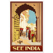 See India vintage travel poster in Art Deco style.