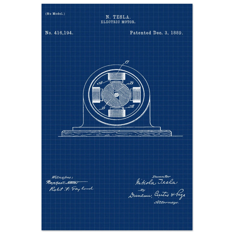 Electric Motor  patent 416194 by Nikola Tesla.