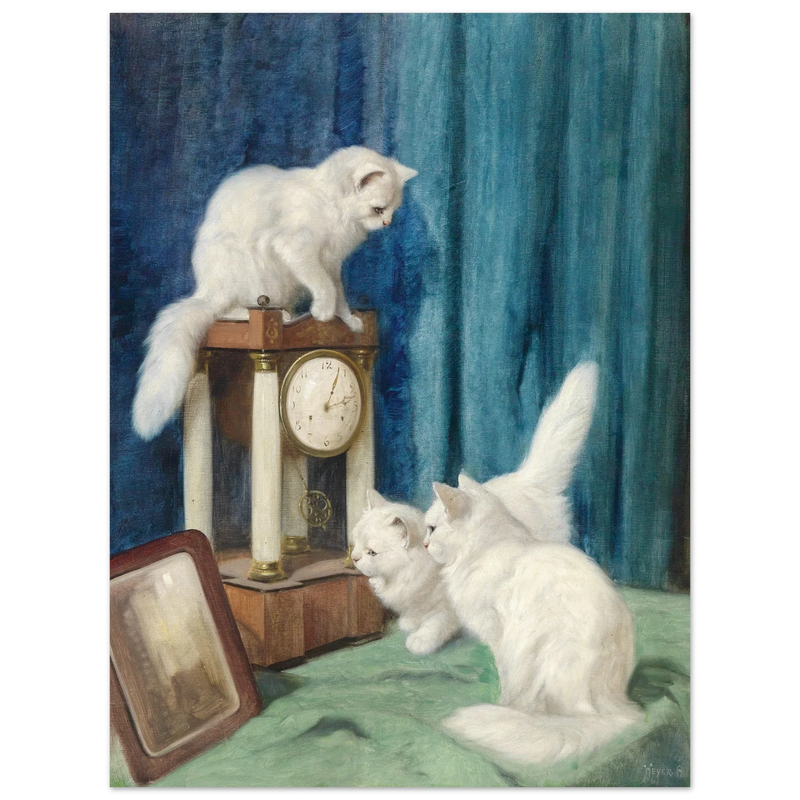 Three curious cats old painting by Arthur Heyer.
