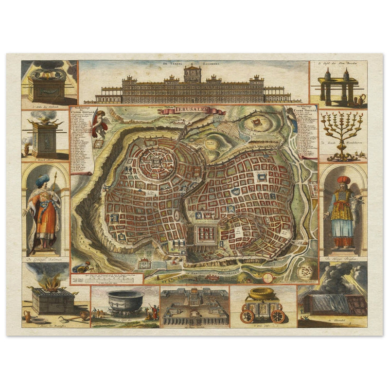 Jerusalem ancient map XVII Century by Daniel Stoopendael.