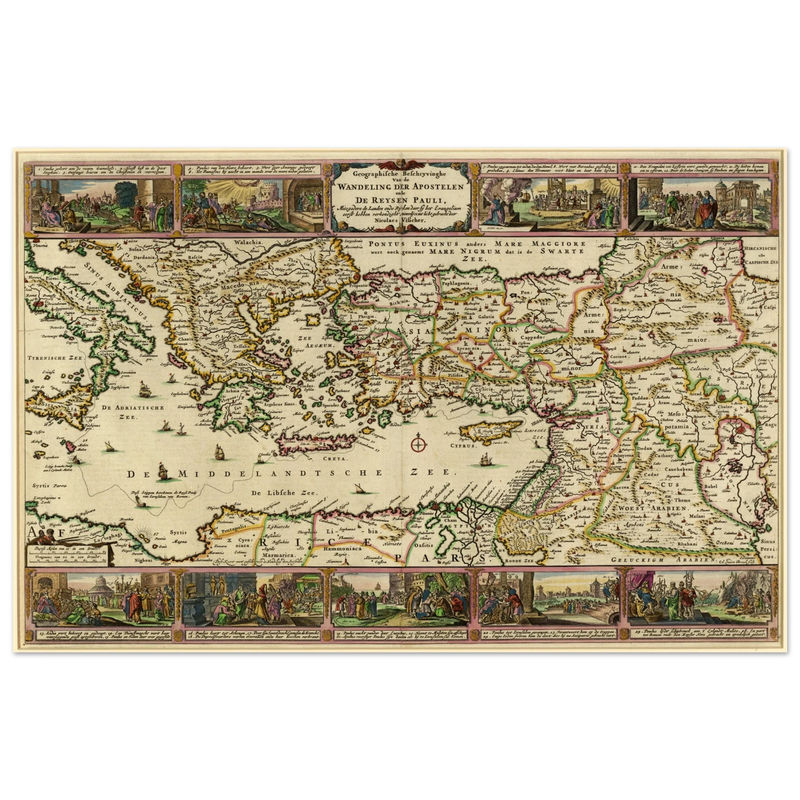 Ancient map Geographic Description of the Travels of the Apostles and the Journeys of Paul by Nicolaes Visscher