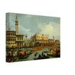 Bucentaur's return to the pier by the Palazzo Ducale. Painter Canaletto 1728. Venice Italy.
