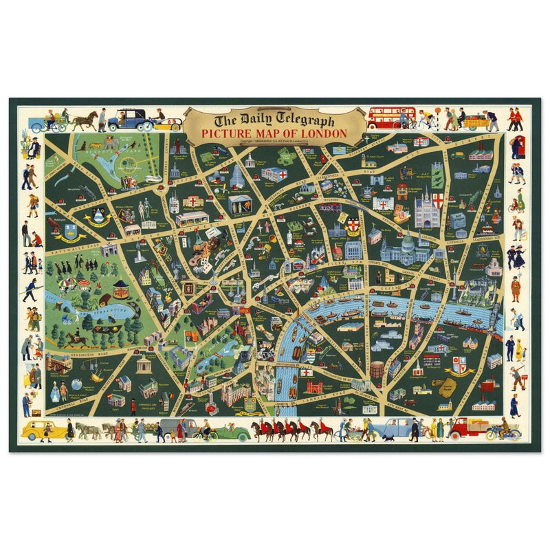 The Daily Telegraph Picture Map of London vintage poster .
