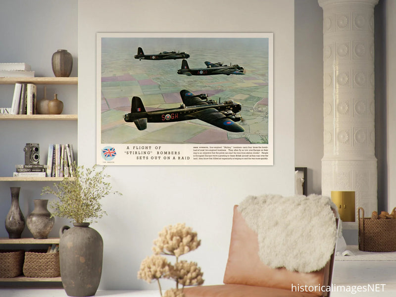 A Flight of "Stirling" Bombers out on a Raid