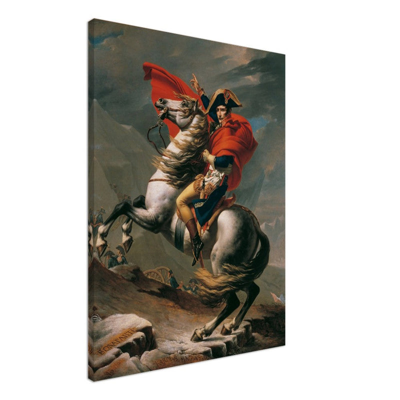 Napoleon at the Great St. Bernard painting by Jacques Louis David 1801.