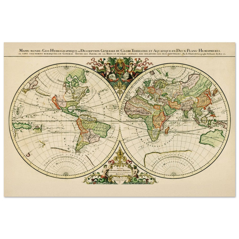Ancient world map poster reproduction