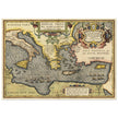 Ancient map of Europe and Asia tracing the sea route to Troy across the Mediterranean sea by Abraham Ortelius