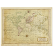 Ancient vintage world map Mercator's projection by Samuel Dumm 1794