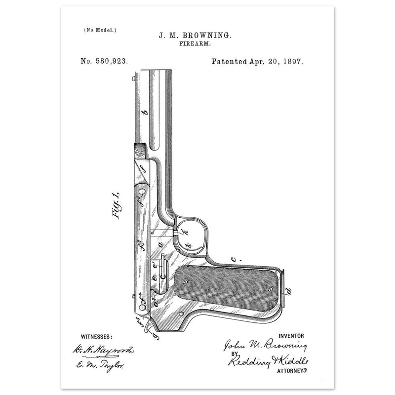 Firearm mechanism patent by John M. Browning.