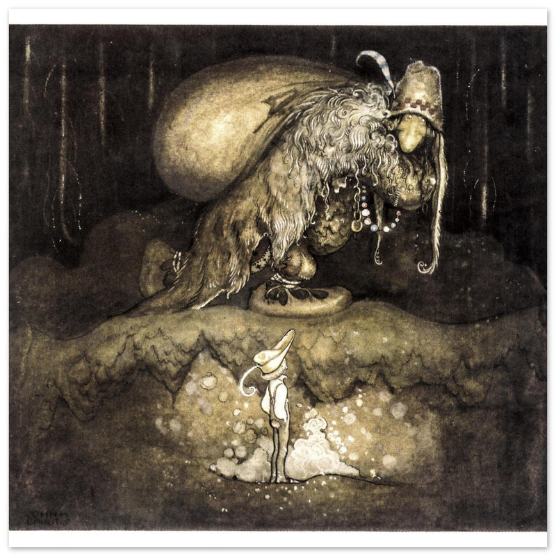 John Bauer illustration for the fairy tale The Boy and the trolls by Walter Stenstrom.
