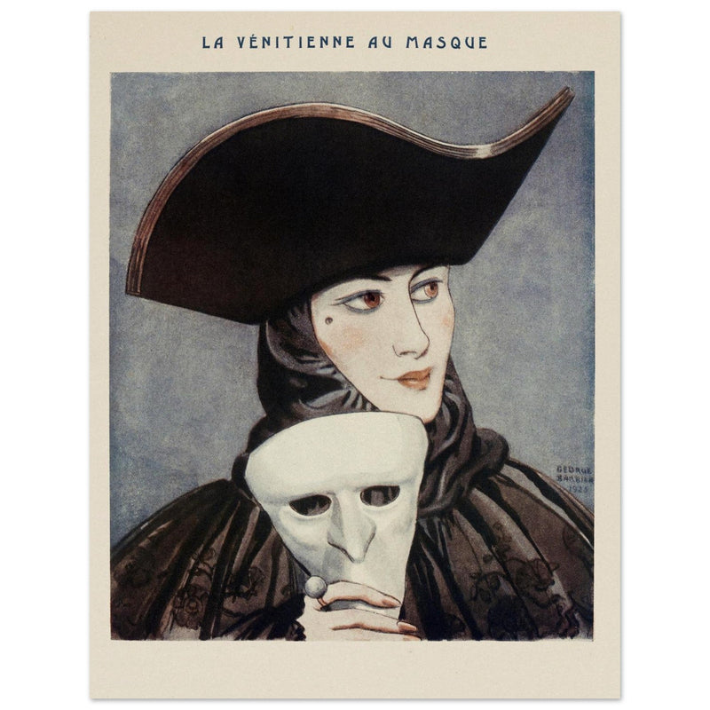 La Venitienne au Masque illustration published in Fantasio vintage magazine by George Barbier.