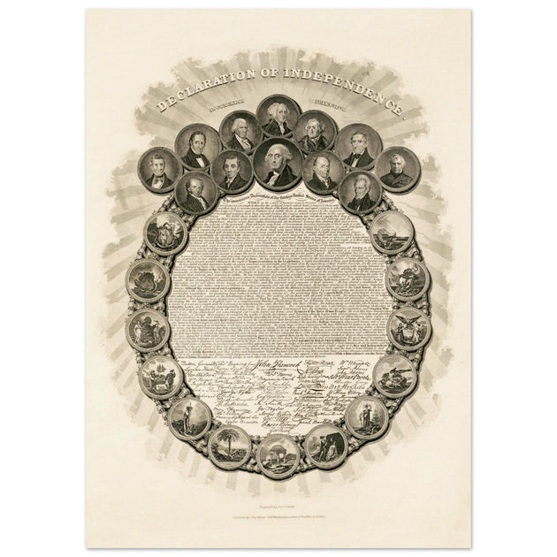 Declaration of Independence vintage print reproduction - Congress July 4th 1776 engraved by Geo. G. Smith.