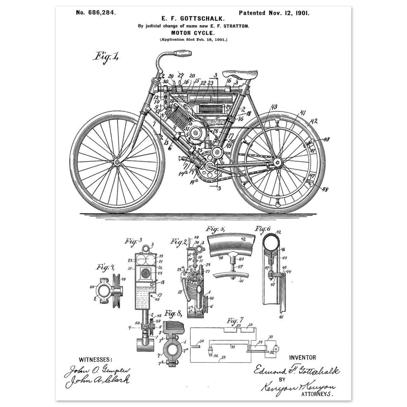 Motorcycle old patent 686284 by Gottschalk