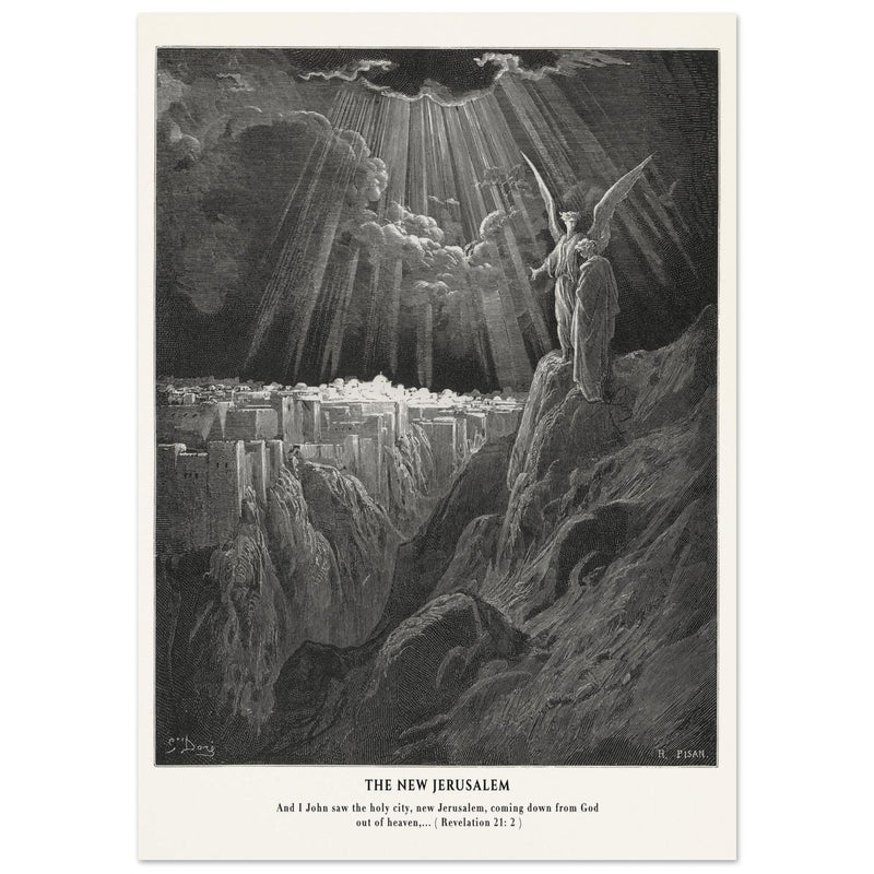 Gustave Dore The Bible engraving print . The New Jerusalem illustration .