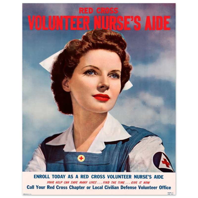 Volunteer nurse's aide vintage II World War poster