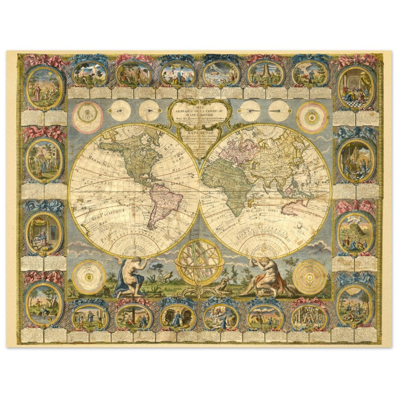 Ancient world map of 1776 by Abbe Clouet Double hemisphere world map.