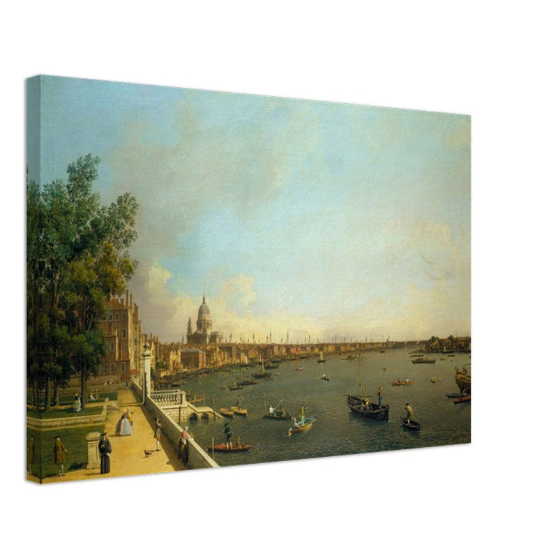 London antique painting by Canaletto 1750 The Thames from Somerset House Terrace towards the City.