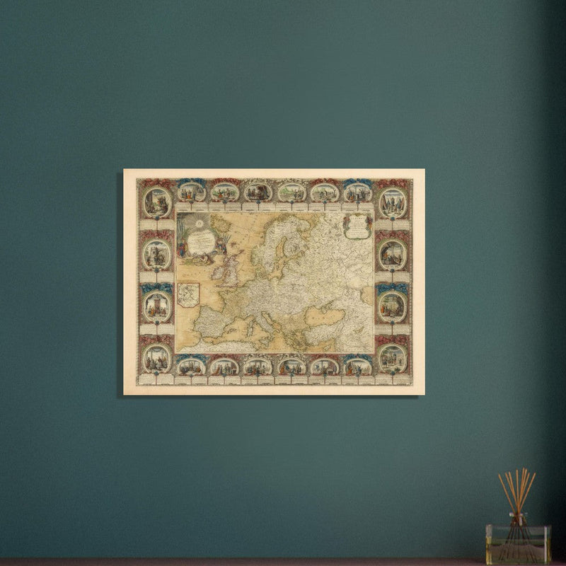 Ancient antique map of Europe. The map is devided in empires and realms.  poster.