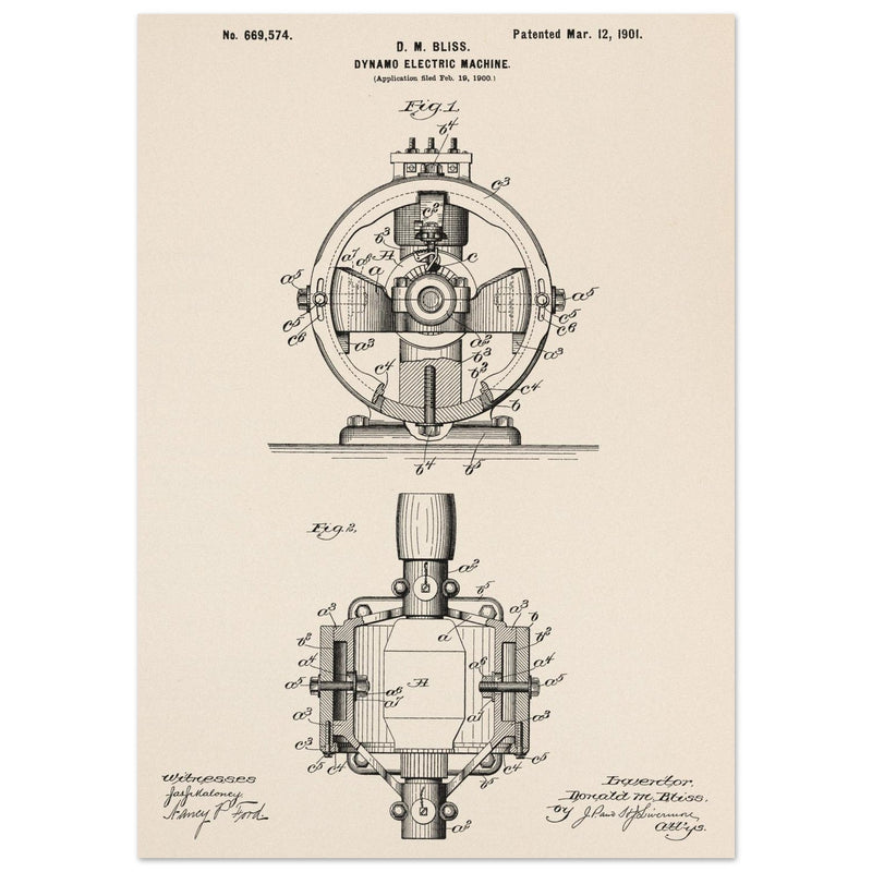 Dynamo electric machine patent by D M Bliss.