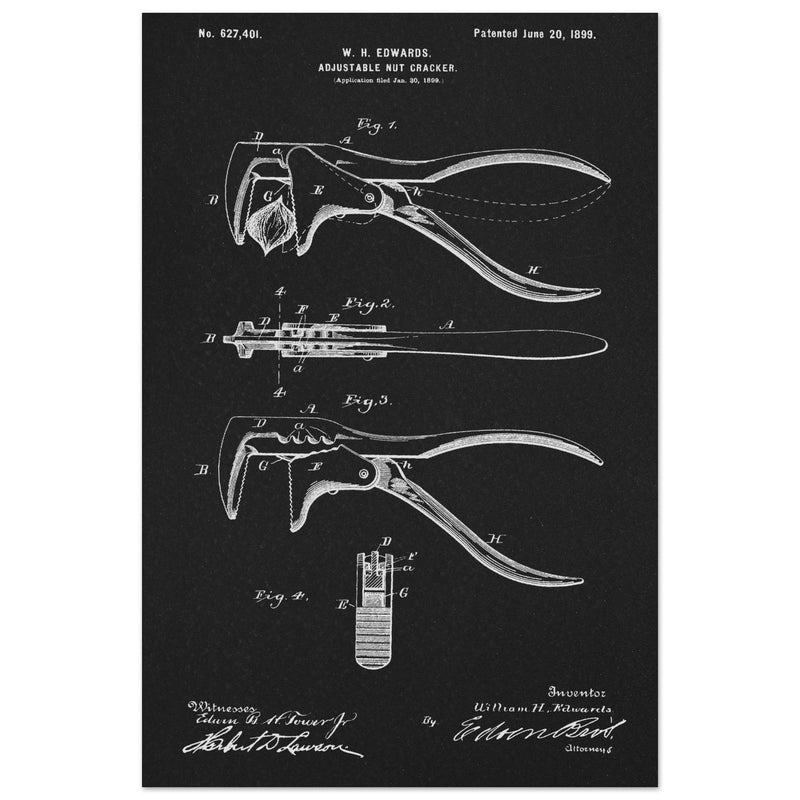 Vintage Adjustable Nut Cracker patent by William H. Edwards.