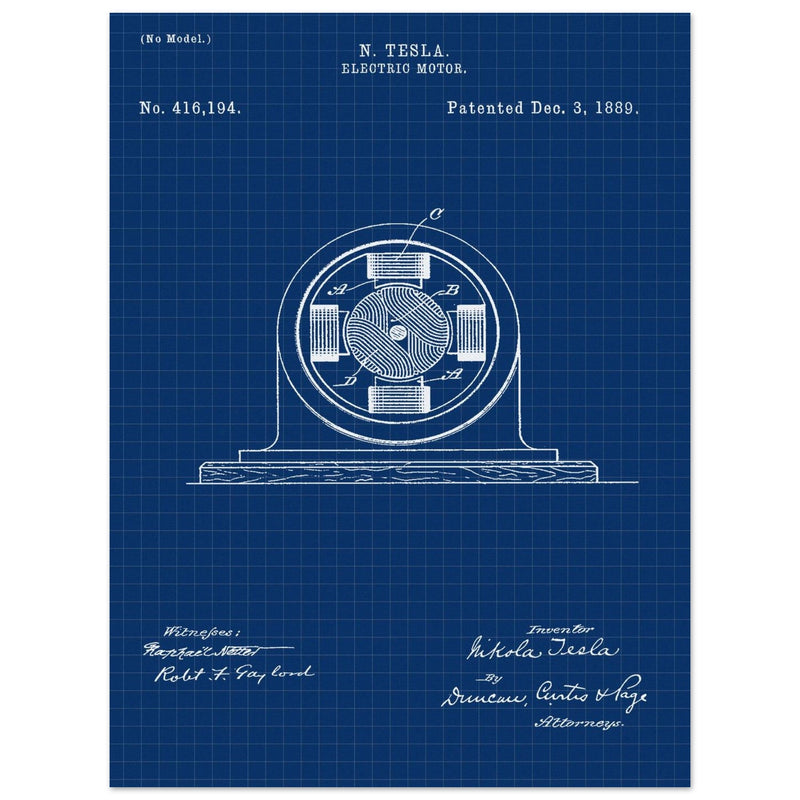 Electric Motor  patent 416194 by Nikola Tesla.
