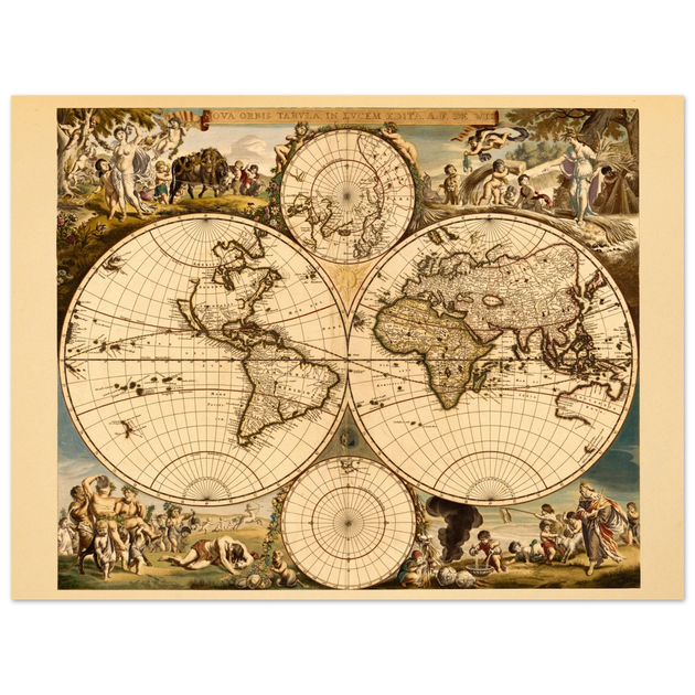 Ancient world map. Nova orbis tabvla in lvcem edita by Frederik de Wit