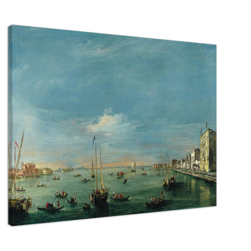 Giudecca Canal and the Zattere in Venice Italy. Antique painting by Francesco Guardi 1757.