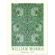 William Morris Pimpernel 1876. Green leaves and flowers wintage wallpaper art print.