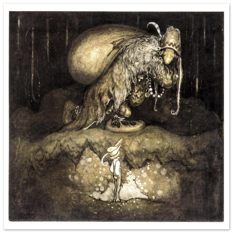 John Bauer illustration for the fairy tale The Boy and the trolls by Walter Stenstrom.