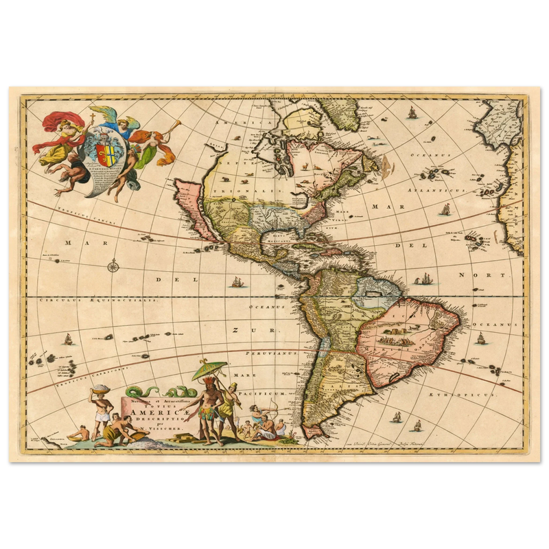 Ancient map print of America by Visher.