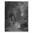 Gustave Dore Paradise Lost engraving . Adam and Eve and Archangel Raphael in eden.