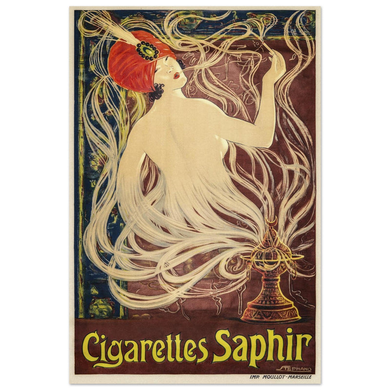 Cigarettes Saphir by Stephano vintage art nouveau advertising.