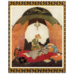 Edmund Dulac and one of his illustration for Princess Badoura fairy tale. Camaralzaman Finds the Talisman .