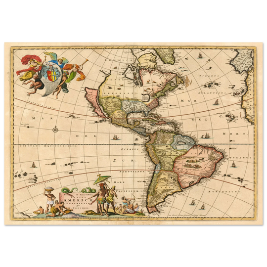 Ancient map print of America by Visher.
