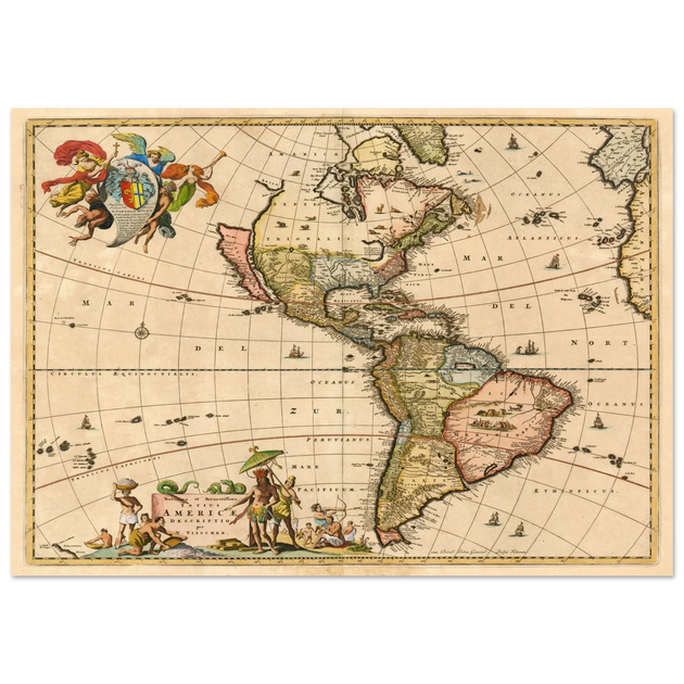 Ancient map print of America by Visher.