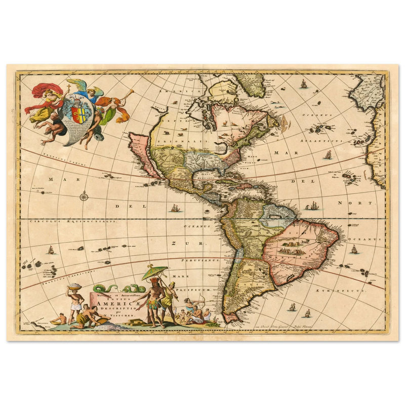 Ancient map print of America by Visher.