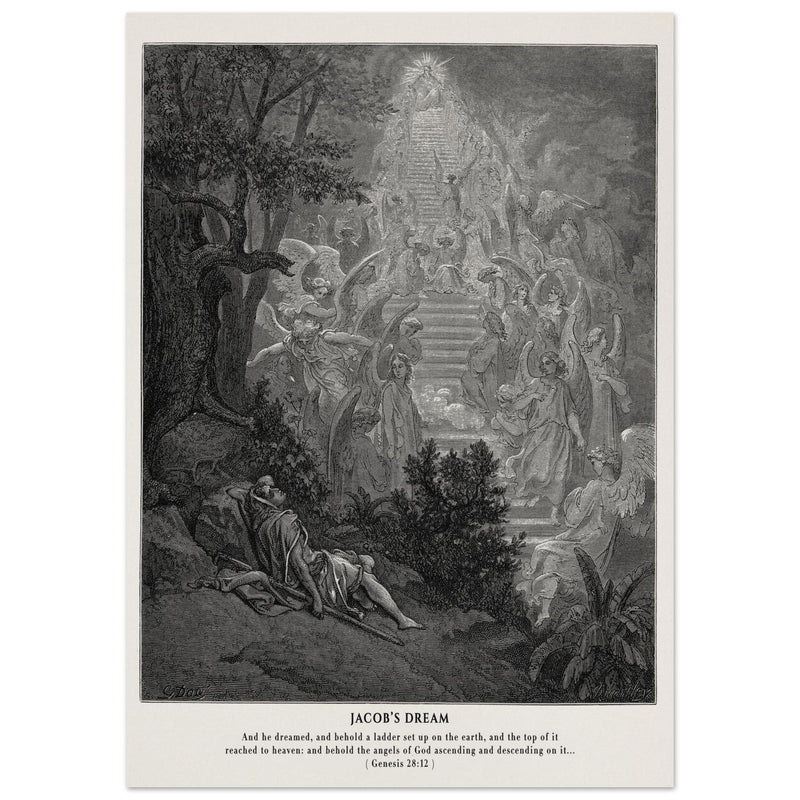 Gustave Dore The Bible engraving print . Jacob's dream.