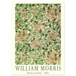 William Morris art print Honeysuckle wallpaper. Vintage flower and leaves poster.