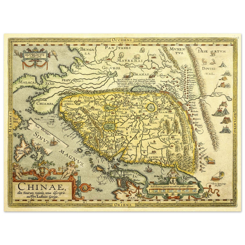 Ancient map of China by Abraham Ortelius XVI Century.