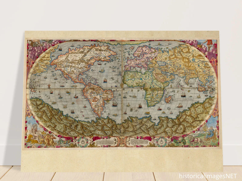 Ancient world map poster reproduction by Andrea Bertelli 1593
