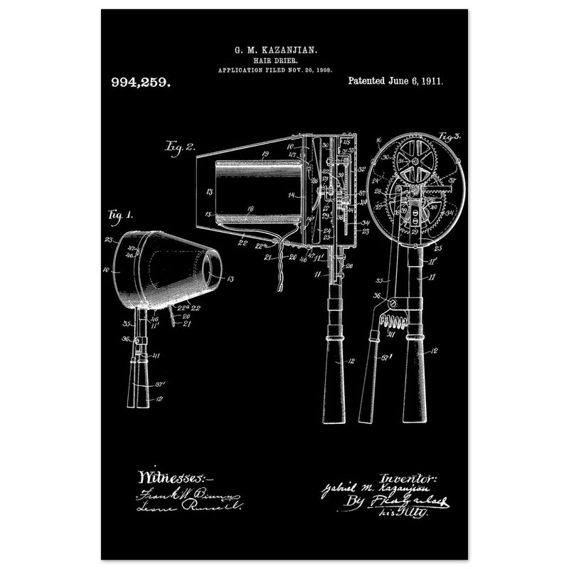 Hair Drier patent drawing by G M Kazanjian