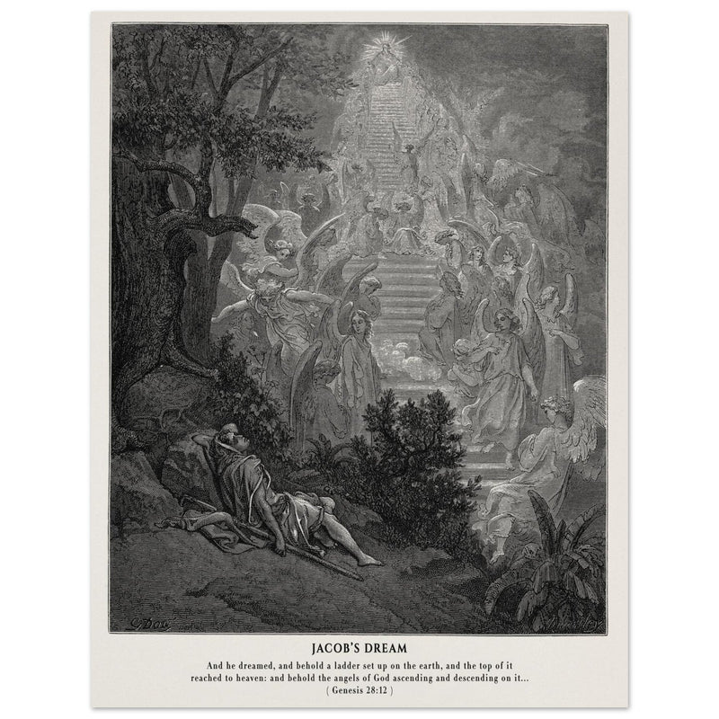 Gustave Dore The Bible engraving print . Jacob's dream.