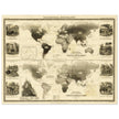 Old map of Gnawing animals distribution 1871 by Alexander Keith Johnston