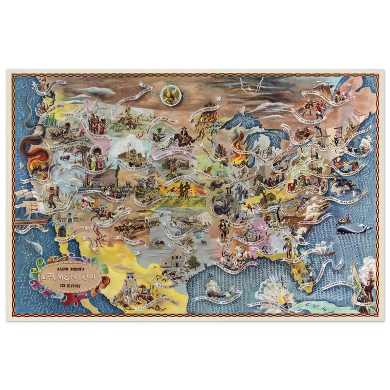 United States historic map of historical events by Aaron Bohrod