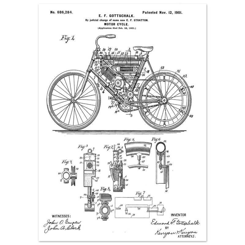 Motorcycle old patent 686284 by Gottschalk