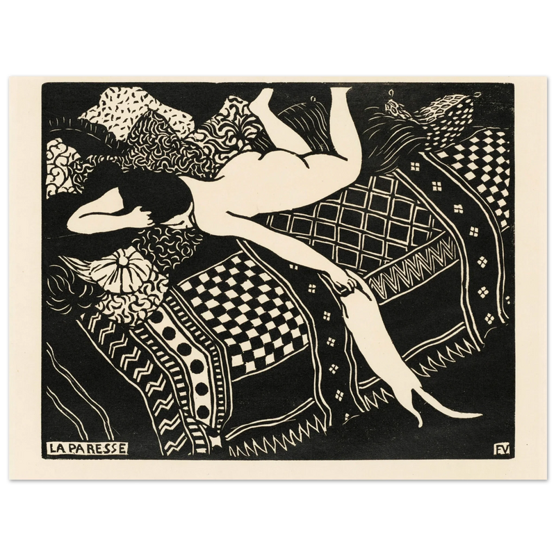 Laziness by Felix Vallotton 1896. Woman with cat.